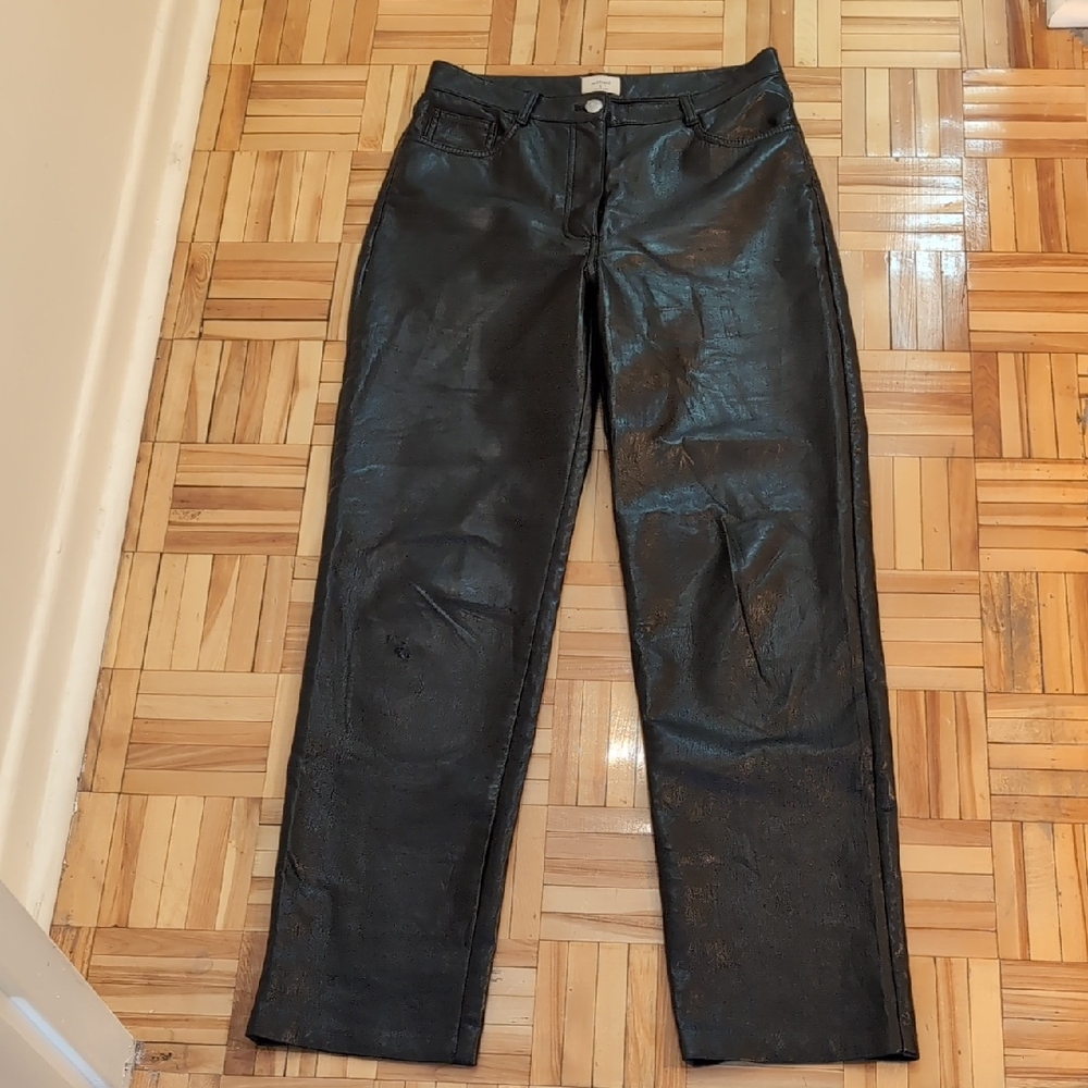 Wilfred Black Straight Leg Eco Leather Pants Size S